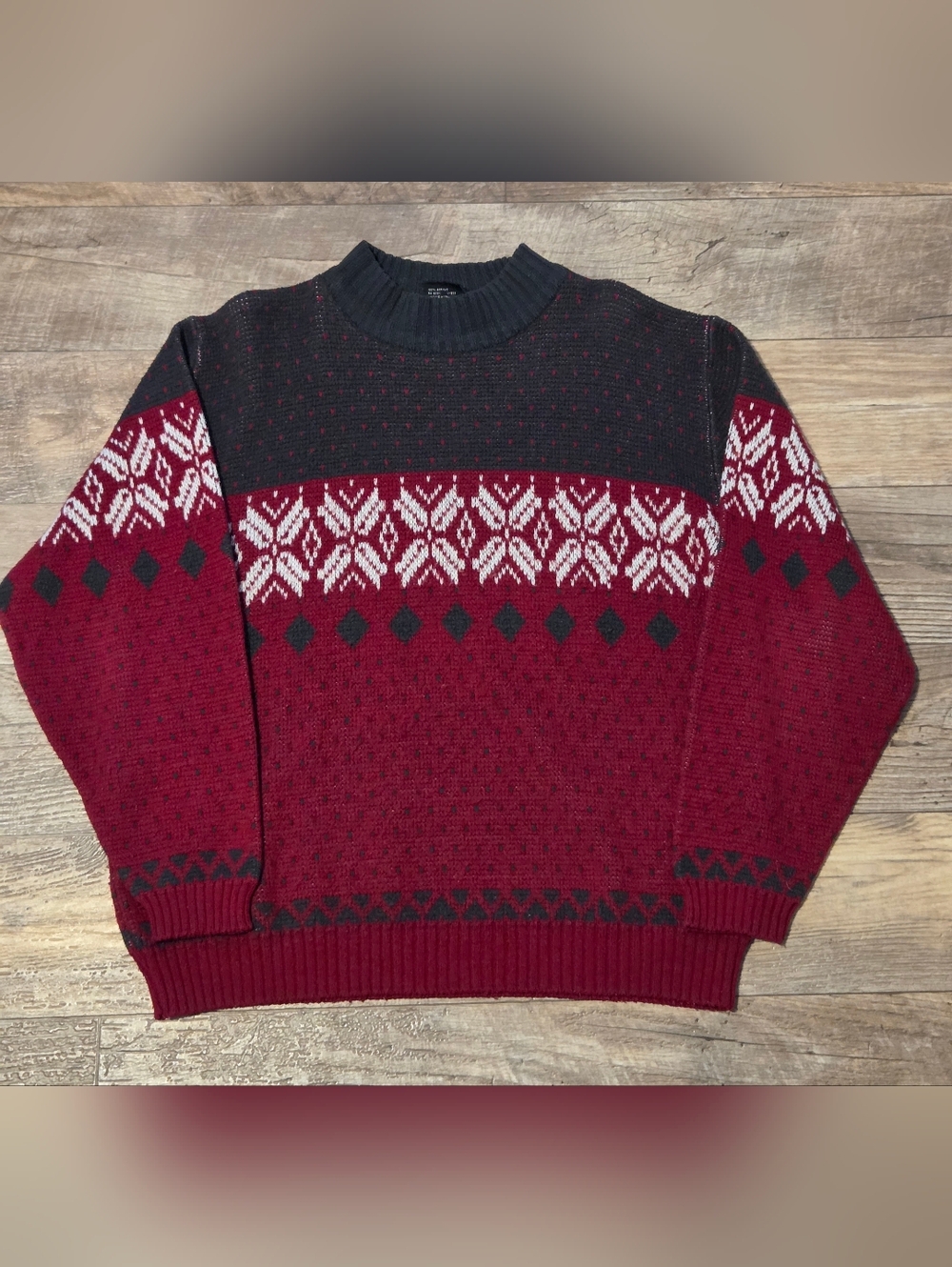 Vintage Spettro Maroon Fair Isle Knit Sweater Suxe XL
